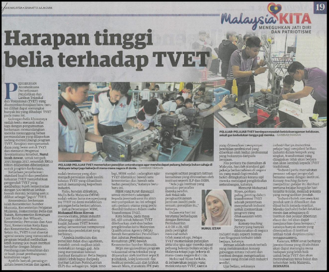 Harapan Tinggi Belia Terhadap TVET